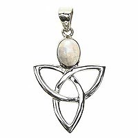 Sterling Silver Rainbow Moonstone Celtic Trinity Knot Pendant