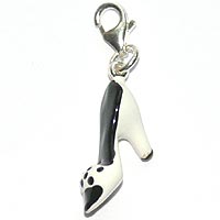 Sterling Silver Clip-on Charm - Black Polka Dot Shoe