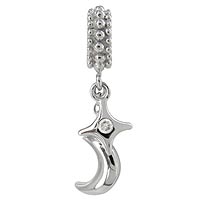Sterling Silver Moon & Star Drop Charm Link Bead by Chrysalis