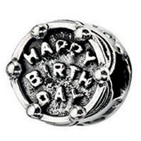 Sterling Silver Happy Birthday Cake Charm Bead
