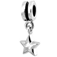 Sterling Silver Star Dangly Charm Link Bead