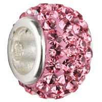 Hot Pink Crystal & Sterling Silver Charm Bead