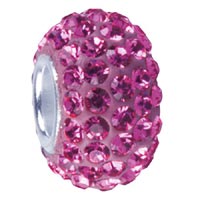 Purple Crystal & Sterling Silver Charm Bead