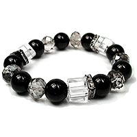 Black and White Glass and Crystal Bracelet