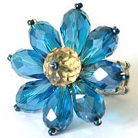 Bue Glass Flower Ring (stretch)