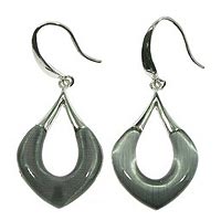 Sterling Silver Cats Eye Loop Earrings