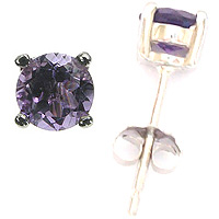 Sterling Silver Amethyst Round Stud Earrings
