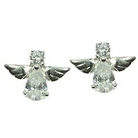 Sterling Silver Angel CZ Stud Earrings