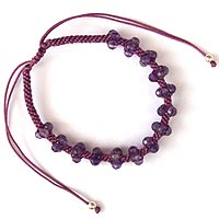 Purple Friendship Bracelet with Amethyst Faceted Beads (31% OFF)