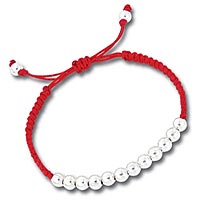 Red Friendship Bracelet with Sterling Silver Beads