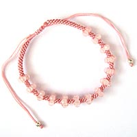 Pink Friendship Bracelet with Rose Quartz Faceted Beads