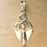 Sterling Silver Rainbow Moonstone Guardian Angel Pendant