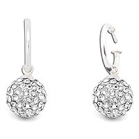 Sterling Silver White Crystal Shamballa Hoop Earrings