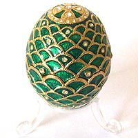 Jewelled Egg Trinket Box - Green & Gold