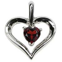 Sterling Silver Garnet Heart Pendant