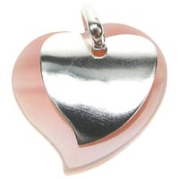 Sterling Silver Mother of Pearl Two Hearts Pendant
