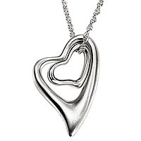 Sterling Silver Satin Hearts Necklace (36% OFF)