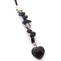 Hematite Heart Phone Charm