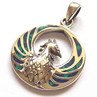 Sterling Silver Azurite Phoenix Pendant