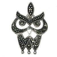 Sterling Silver Marcasite Owl Pendant