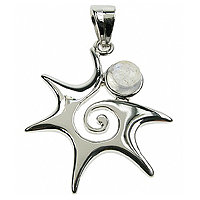 Sterling Silver Rainbow Moonstone Sea Star Pendant
