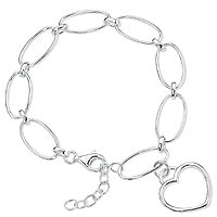 Sterling Silver Open Heart Bracelet