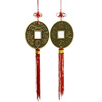 Large Lucky Chinese Coin with Red Cord & Tassel