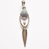 Sterling Silver Angelite Blue Moon Goddess Pendant