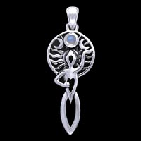Sterling Silver Rainbow Moonstone Goddess of the Universal Spirit Pendant