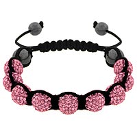 Pink Crystal & Hematite 11-Ball Shamballa Bracelet