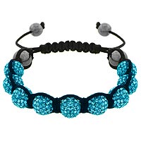 Turquoise Crystal and Hematite 11-Ball Shamballa Bracelet