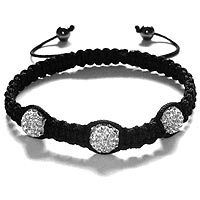 White Czech Crystal 3-Ball Shamballa Bracelet
