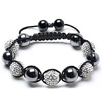 White Crystal & Hematite 11-Ball Shamballa Bracelet