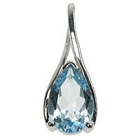 Sterling Silver Blue Topaz Wishbone Pendant