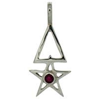 Sterling Silver Ruby 3rd Degree Pentagram Pendant