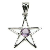 Sterling Silver Amethyst Pentagram Pendant