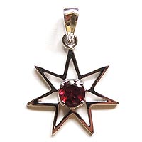 Sterling Silver Garnet Elven Star Pendant