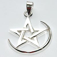 Sterling Silver Maiden Moon Pentagram Pendant