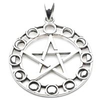 Sterling Silver Moon Phases Pentacle Pendant