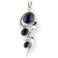 Sterling Silver Amethyst Wave Pendant