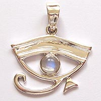 Sterling Silver Rainbow Moonstone Eye of Horus Pendant