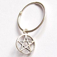 Sterling Silver Pentacle Hoop Earring (Single)