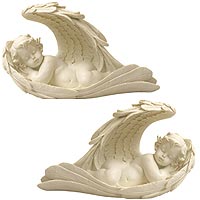 Cherub Sleeping in Angel Wings (Pair)