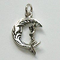 Sterling Silver Moon Rider Goddess Pendant