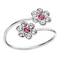 Sterling Silver Pink Daisies Toe Ring (adjustable)