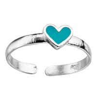 Sterling Silver Turquoise Heart Toe Ring (adjustable)