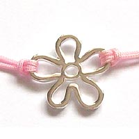 Sterling Silver & Pink Cord Children's Flower Bracelet