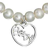 Sterling Silver Freshwater Pearl & Baby Charm Bracelet for Children