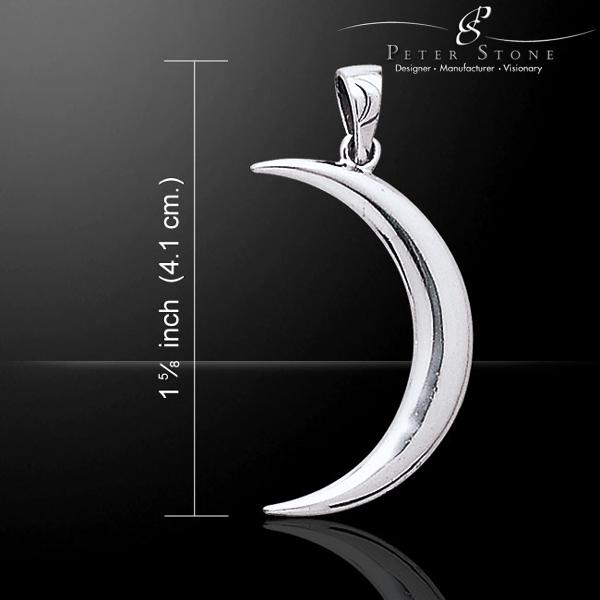 Large Crescent Celestial Moon Sterling Silver Pendant by Peter Stone Jewelry 
