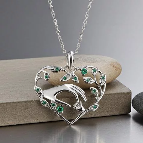 Sterling Silver Caring Hands Heart Pendant